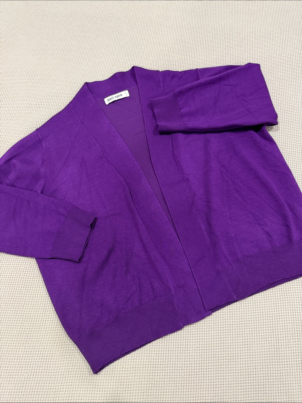 Grace Karin Bold Purple Open-Front Cardigan